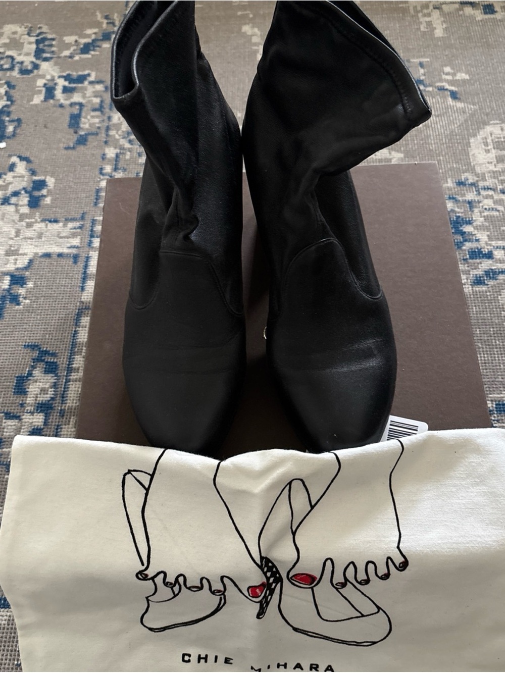 Chie Mihara Black Stretch Sock Booties